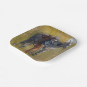 アメリカのバッドランド:馬と古い西カウボーイ ペーパープレート (傾斜あり)