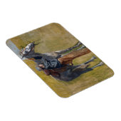 アメリカのバッドランド：馬と古い西カウボーイ マグネット (右側)