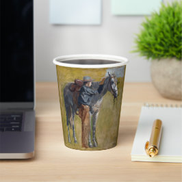 アメリカのバッドランド：馬と古い西カウボーイ 紙コップ