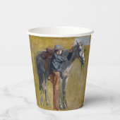 アメリカのバッドランド：馬と古い西カウボーイ 紙コップ (裏面)