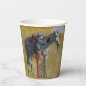 アメリカのバッドランド：馬と古い西カウボーイ 紙コップ (正面)