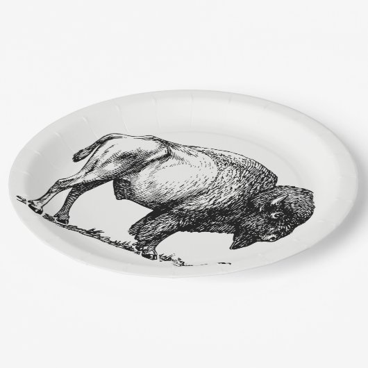 アメリカのバッファローのバイソン ペーパープレート (アングル)