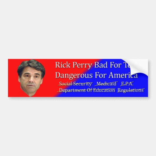 アメリカのバンパーステッカーのためのRick Perryの悪い状態 バンパーステッカー (正面)