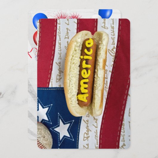 アメリカのバーベキュー7月4日のパーティー 招待状 (正面/裏面)