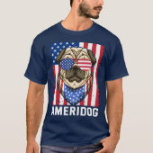 アメリカのパグ犬 Tシャツ (正面)