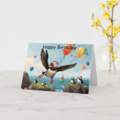 アメリカのパフィンの崖の水風船 カード (黄色い花)