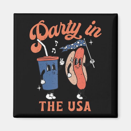 アメリカのパーティーホットドッグ大好きアメリカおもしろいJの4番目 マグネット (正面)