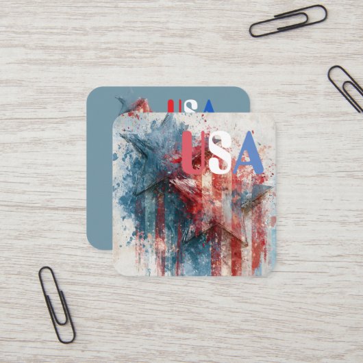 アメリカのビジネスカード スクエア名刺 (正面/裏面インサイチュ)