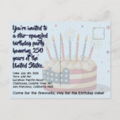 アメリカのビッグ250歳の誕生日パーティー招待状ポストカード ポストカード (裏面)