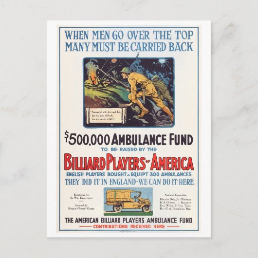 アメリカのビリヤード選手 ポストカード (正面)