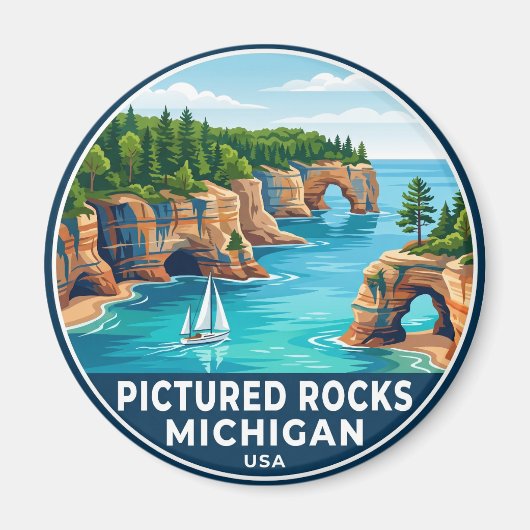アメリカのピクチャード・ロックス国立湖岸 マグネット (正面)