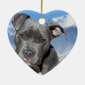 アメリカのピットブルテリアの小犬 セラミックオーナメント (裏面)