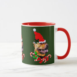 アメリカのピットブルテリアクリスマスプレゼント マグカップ