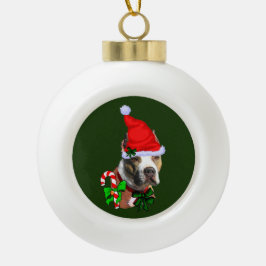 アメリカのピットブルテリアクリスマス セラミックボールオーナメント