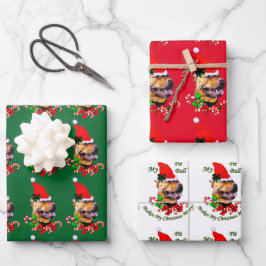 アメリカのピットブルテリアクリスマス ラッピングペーパーシート