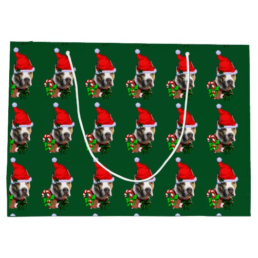 アメリカのピットブルテリアクリスマス ラージペーパーバッグ (裏面)