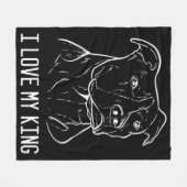 アメリカのピットブルテリア、私は私の王を愛する フリースブランケット (正面(横))