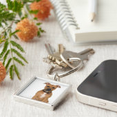 アメリカのピット・ブルの子犬3のスタジオのポートレート キーホルダー (側面)