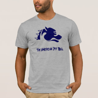 アメリカのピット・ブル-青 Tシャツ