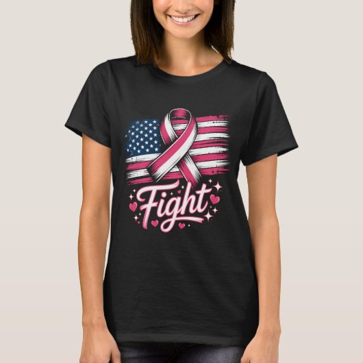 アメリカのピンクリボン 乳がん撲滅運動 Tシャツ (正面)