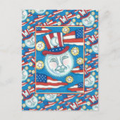 アメリカのフォークアート愛国者の月の中 シーズンポストカード (正面)