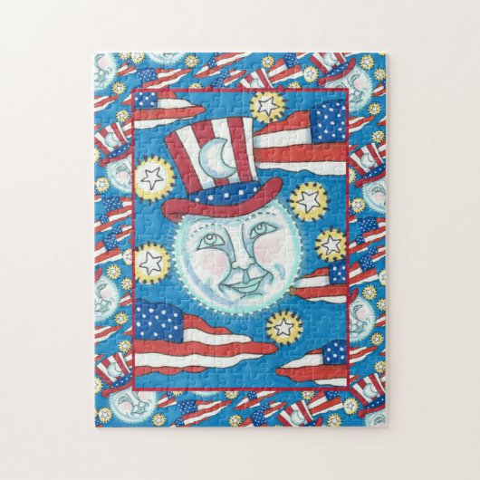 アメリカのフォークアート愛国者の月の中 ジグソーパズル (縦)