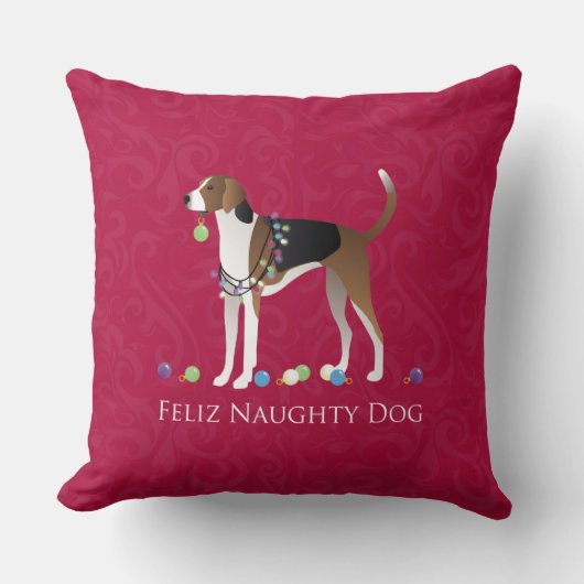 アメリカのフォーハウンド・クリスマス クッション (正面)
