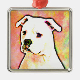 アメリカのブルドッグのポップアートのポートレート メタルオーナメント