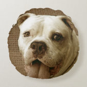 アメリカのブルドッグの円形の枕 ラウンドクッション (正面)