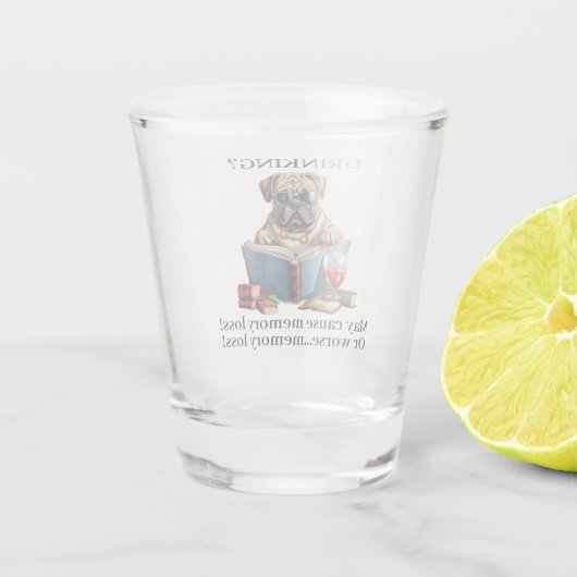 アメリカのブルドッグの飲酒は記憶喪失の原因となる可能性がある ショットグラス (裏面)