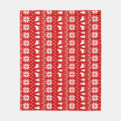 アメリカのブルドッグシルエットのクリスマスパターンレッド フリースブランケット (正面)