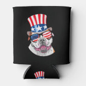 アメリカのブルドッグUSAフラッグハットグラス7月4日 缶クーラー (正面)