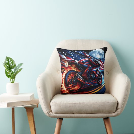 アメリカのプライドで高速道路を燃え立つライダー クッション (椅子)