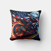 アメリカのプライドで高速道路を燃え立つライダー クッション (正面)