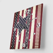 アメリカのプリ伝統的オット旗は赤い海軍色w スクエア壁時計 (傾斜)