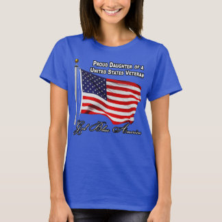 アメリカのベテラン退役軍人の娘であることを誇りに思います USAフラグ Tシャツ