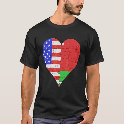 アメリカのベラルーシ国旗のハート Tシャツ (正面)
