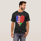 アメリカのベラルーシ国旗のハート Tシャツ (正面フル)
