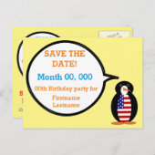 アメリカのペンギンさん カスタマイズ可能 案内ポストカード (正面/裏面)