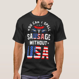 アメリカのホットドッグ4thなしでソーセージを綴れない tシャツ