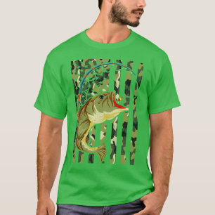 アメリカのホビーアンリングフィッシュカモフラージュ米国国旗Fis Tシャツ