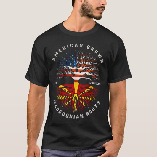 アメリカのマケドニアルーツマケドニア国旗 Tシャツ (正面)