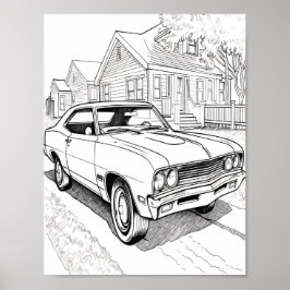 アメリカのマッスルカー大人の着色 ポスター