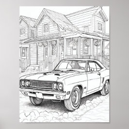 アメリカのマッスルカー大人の着色 ポスター