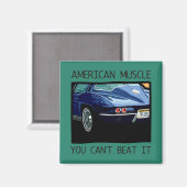 アメリカのマッスルカー、クラシック、ヴィンテージブルーV8 マグネット (正面/裏面)
