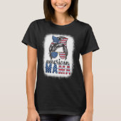 アメリカのママ(7月4日) Messy Bun USA国旗Ameri Tシャツ (正面)