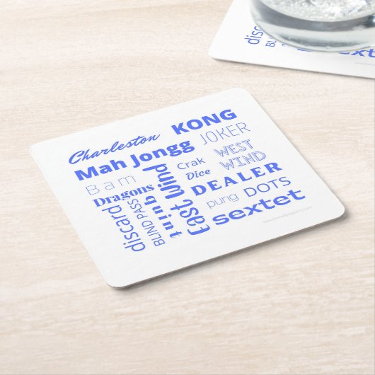 アメリカのマージャンコースターがブルー スクエアペーパーコースター (アングル)