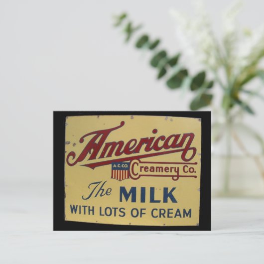 アメリカのミルク会社のヴィンテージ標識 ポストカード (スタンド正面)