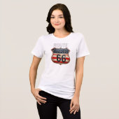アメリカのメイン通りルート66女性 トライブレンドTシャツ (正面全面)