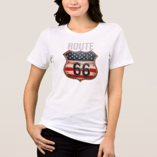 アメリカのメイン通りルート66女性 トライブレンドTシャツ